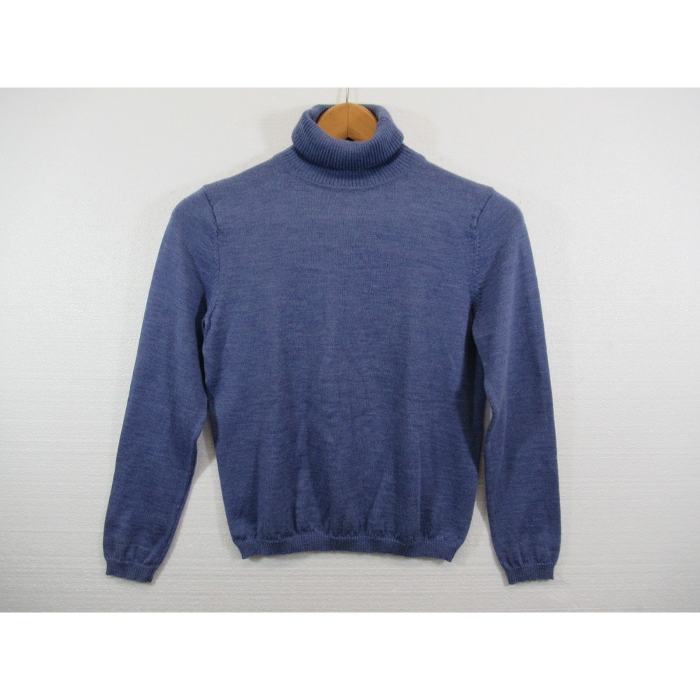 Vintage Pendleton Merino Wool Turtleneck Sweater Petite Size P Blue Lightweight